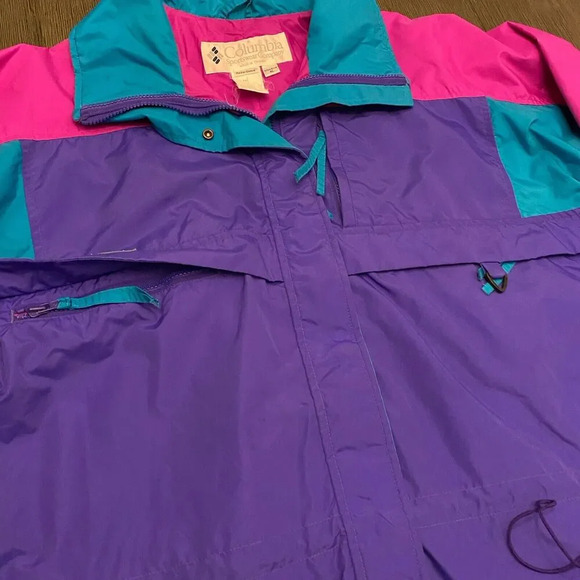 Columbia Sportswear RS Windbreaker Pink Purple Teal Retro 80s 90s Jacket Size XL - Picture 11 of 16